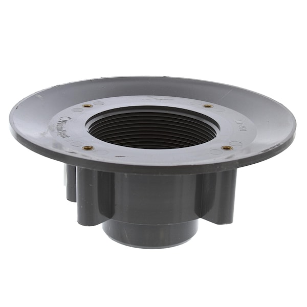 4in. PVC Slab Drain Base with Clamping Ring and Primer Tap, for 3-1/2in. Spud